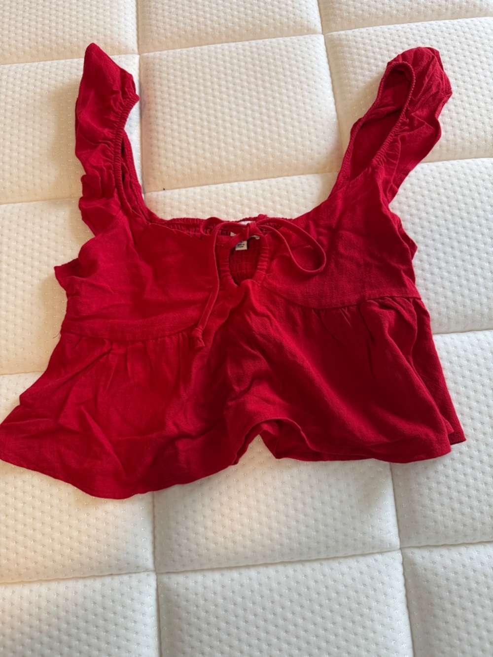 La Hearts Red Cropped Tie-Front Tank Top